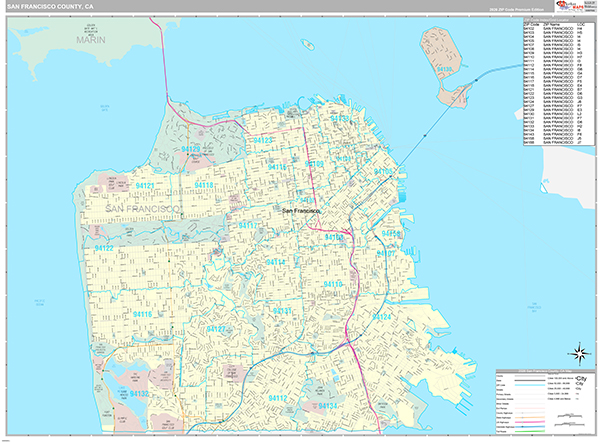 San Francisco County, CA Map Premium Style